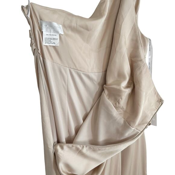 DESSY COLLECTION Draped Twist Empire Waist Gown in Champagne - Picture 7 of 10